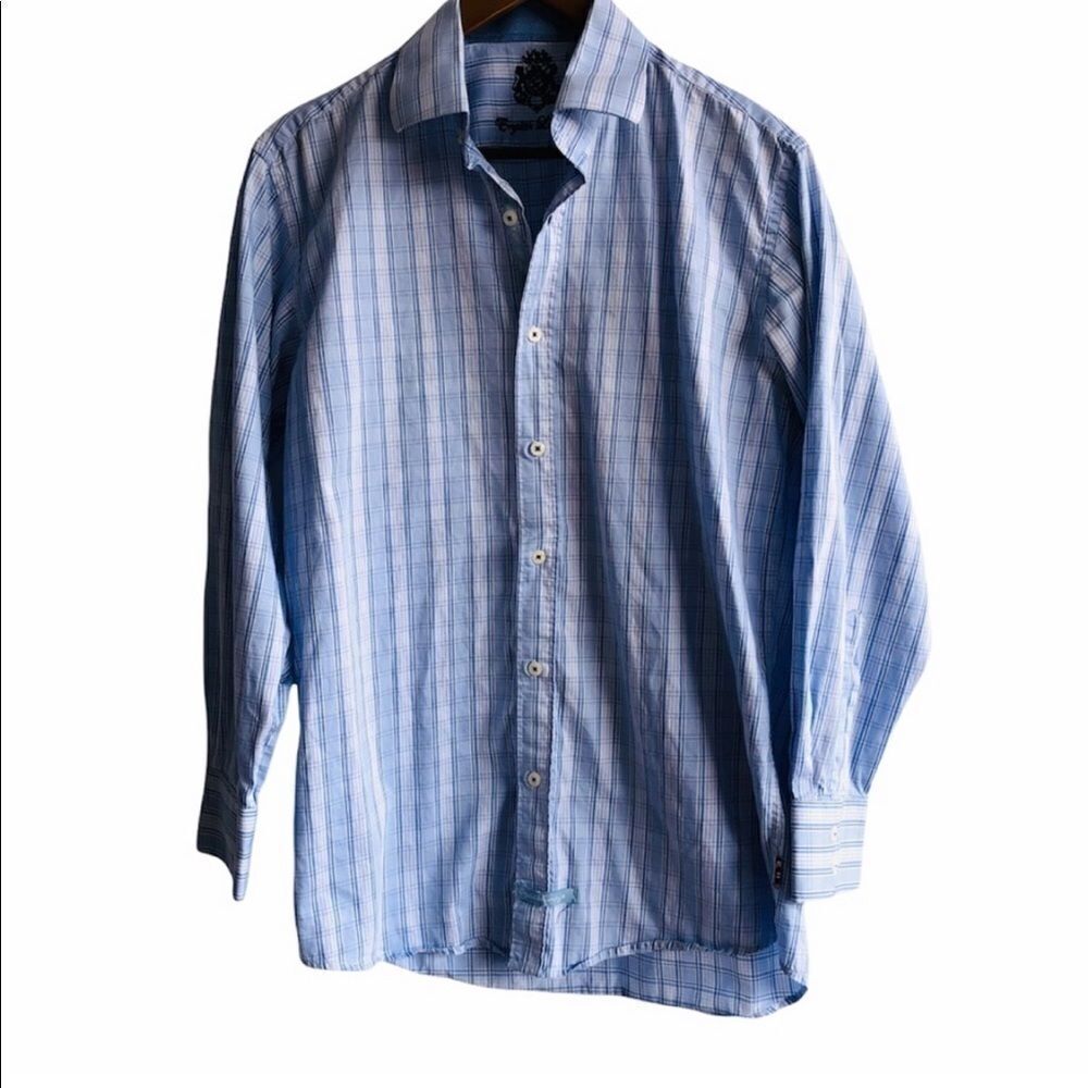 English Laundry Blue & White Plaid Button Down Shirt